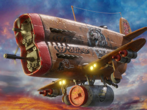 Stylized realistic brown airplane Model 3D