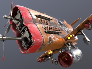 Stylized realistic brown airplane 3D-Modell