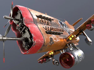 Stylized realistic brown airplane 3D Model