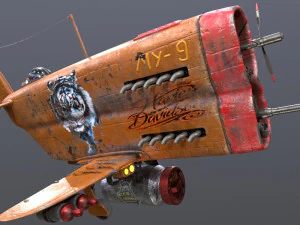 Stylized realistic brown airplane 3D Model