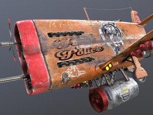 Stylized realistic brown airplane 3D-Modell