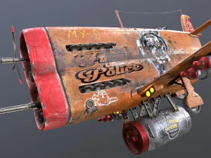 Stylized realistic brown airplane 3D Model