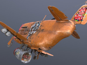 Stylized realistic brown airplane 3D-Modell