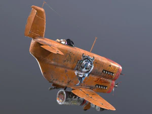 Stylized realistic brown airplane 3D Model