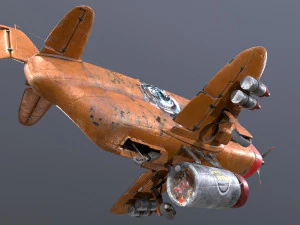 Stylized realistic brown airplane 3D Model