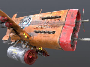 Stylized realistic brown airplane 3D Model