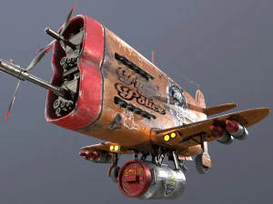 Stylized realistic brown airplane 3D Model