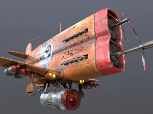 Stylized realistic brown airplane 3D Model