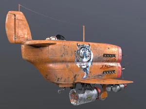 Stylized realistic brown airplane 3D Model
