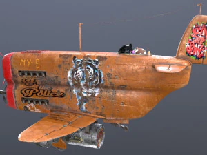 Stylized realistic brown airplane 3D Model