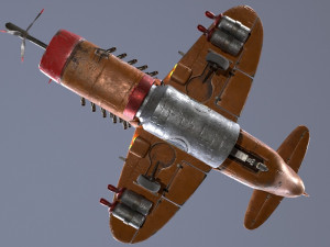 Stylized realistic brown airplane 3D-Modell