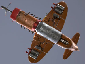 Stylized realistic brown airplane 3D Model