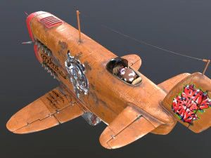 Stylized realistic brown airplane 3D Model