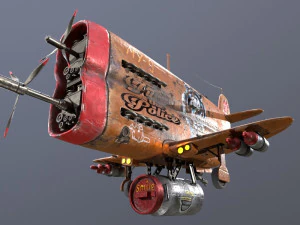 Stylized realistic brown airplane 3D Model