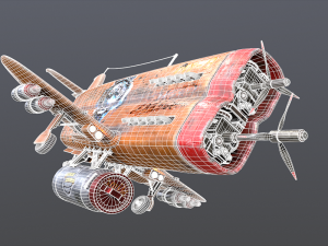 Stylized realistic brown airplane 3D-Modell