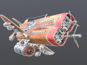 Stylized realistic brown airplane 3D Model