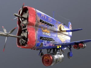 Stylized realistic dark blue airplane 3D 模型
