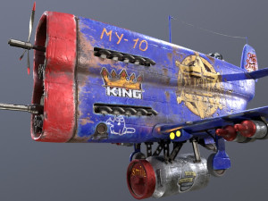 Stylized realistic dark blue airplane 3D 模型