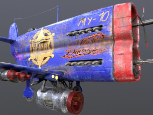 Stylized realistic dark blue airplane 3D 模型