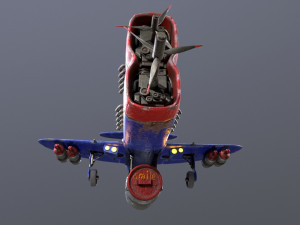 Stylized realistic dark blue airplane 3D 模型
