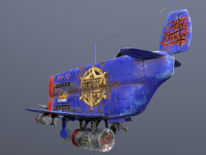 Stylized realistic dark blue airplane 3D 模型