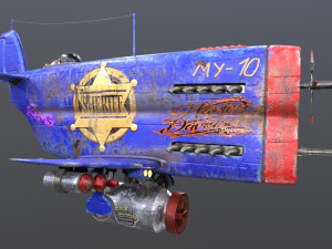Stylized realistic dark blue airplane 3D 模型