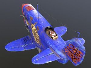 Stylized realistic dark blue airplane 3D 模型