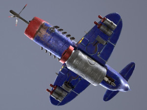 Stylized realistic dark blue airplane 3D 模型