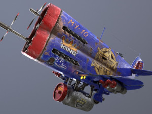 Stylized realistic dark blue airplane 3D 模型
