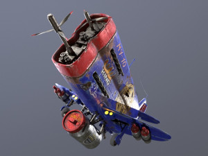 Stylized realistic dark blue airplane 3D 模型