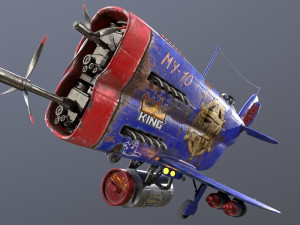Stylized realistic dark blue airplane 3D 模型