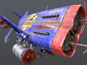 Stylized realistic dark blue airplane 3D 模型