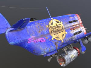 Stylized realistic dark blue airplane 3D 模型