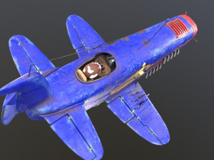Stylized realistic dark blue airplane 3D 模型