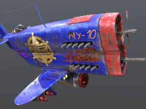 Stylized realistic dark blue airplane 3D 模型