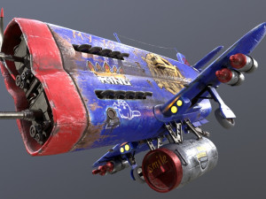 Stylized realistic dark blue airplane 3D 模型