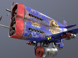 Stylized realistic dark blue airplane 3D 模型