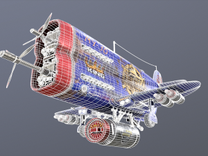Stylized realistic dark blue airplane 3D 模型