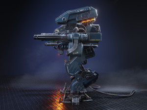 Realistic Mech in military style 3D Model