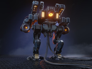Realistic Mech in military style 3D Model