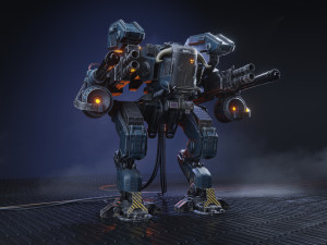 Realistic Mech in military style 3D Model
