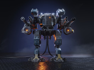 Realistic Mech in military style 3D Model
