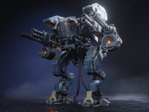 Realistic Mech in military style 3D Model