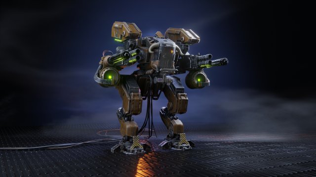 Mech in military style 3D 모델 .c4d .max .obj .3ds .fbx .stl .blend 