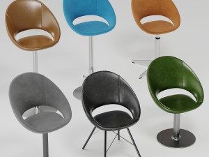 crescent piston stools colection 3D Модель