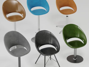 초승달 피스톤 스툴 컬렉션 3D 모델