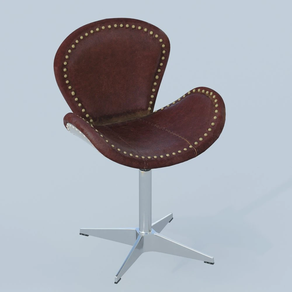 grain leather swivel side chair 3D Model .c4d .max .obj .3ds .fbx .stl .blend 