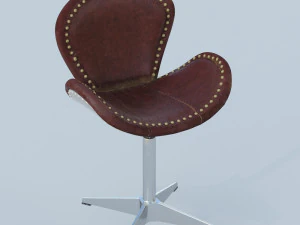 Drehstuhl aus genarbtem Leder 3D Modell