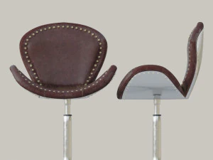 grain leather swivel side chair 3D Model