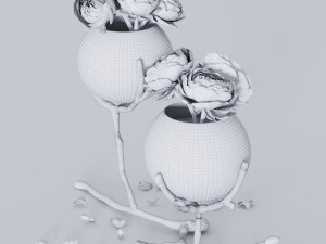 dawt modern classic metal twig 2-glass ball vase holder - gold Modello 3D